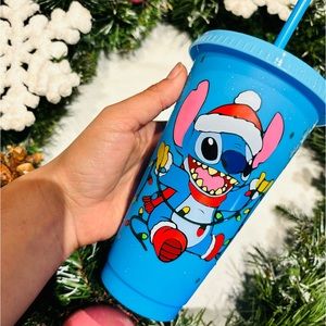 Wrapped In Joy Stitch Christmas Plastic 24oz Tumbler